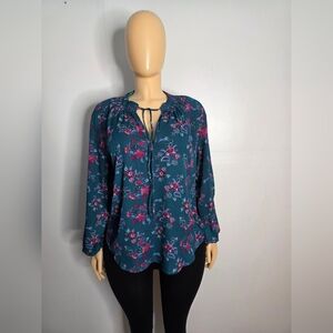 Blue Rain Woman's Teal Floral Blouse Size S